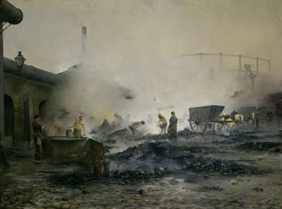 La fabbrica del gas a Courcelles, 1884 da Ernest Jean Delahaye